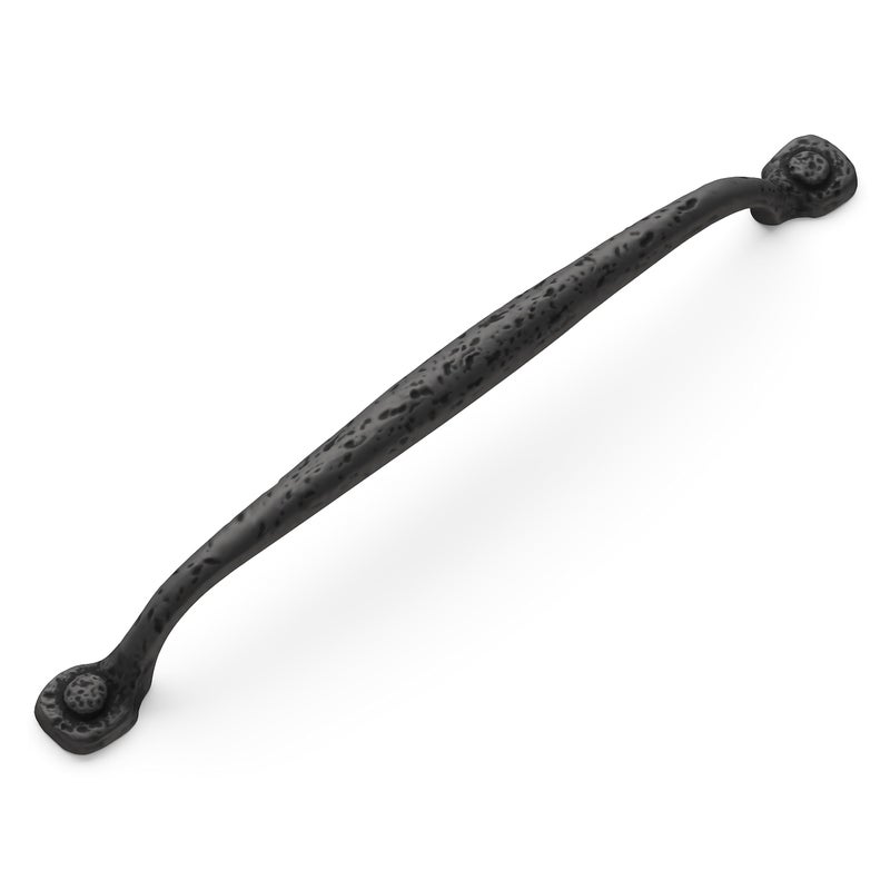 Hickory Hardware 1 Pack Solid Core Kitchen Cabinet Pulls, Luxury Cabinet Handles, Hardware for Doors & Dresser Drawers, 8-13/16 Inch (224mm) Hole Center, Black Iron, Refined Rustic Collection - Image 2